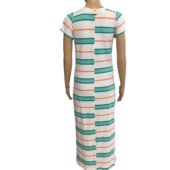 Hatley Sierra Midi Dress Coastal Stripes XS Soft Cotton Blend Short Sleeve NWT - Picture 2 of 16